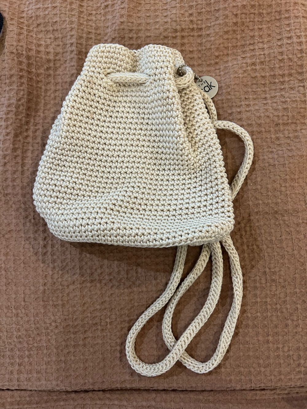 The Sak Originals crochet mini backpack bag ivory-beige